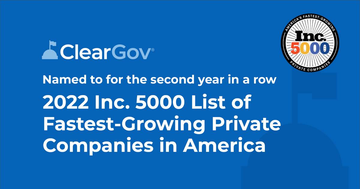 ClearGov Named Inc 5000 List For Second Year